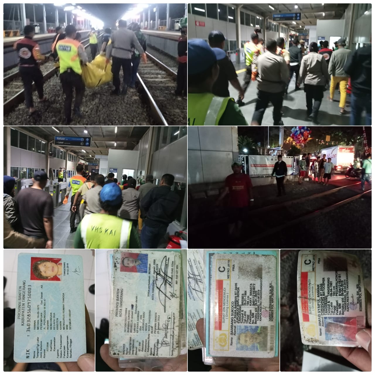 Petugas Polsek Batu Ceper Polres Metro Tangerang Kota Evakuasi Pengemudi Ojek Yang Tewas Tertabrak Commuterline di Tangerang