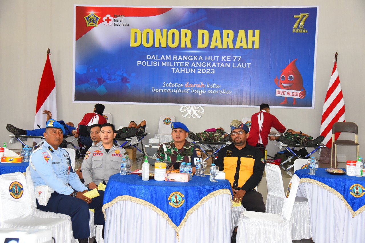 Pomal Lantamal XII Gelar Donor Darah Dalam Rangka Peringati HUT Ke-77 Polisi Militer Angkatan Laut Tahun 2023