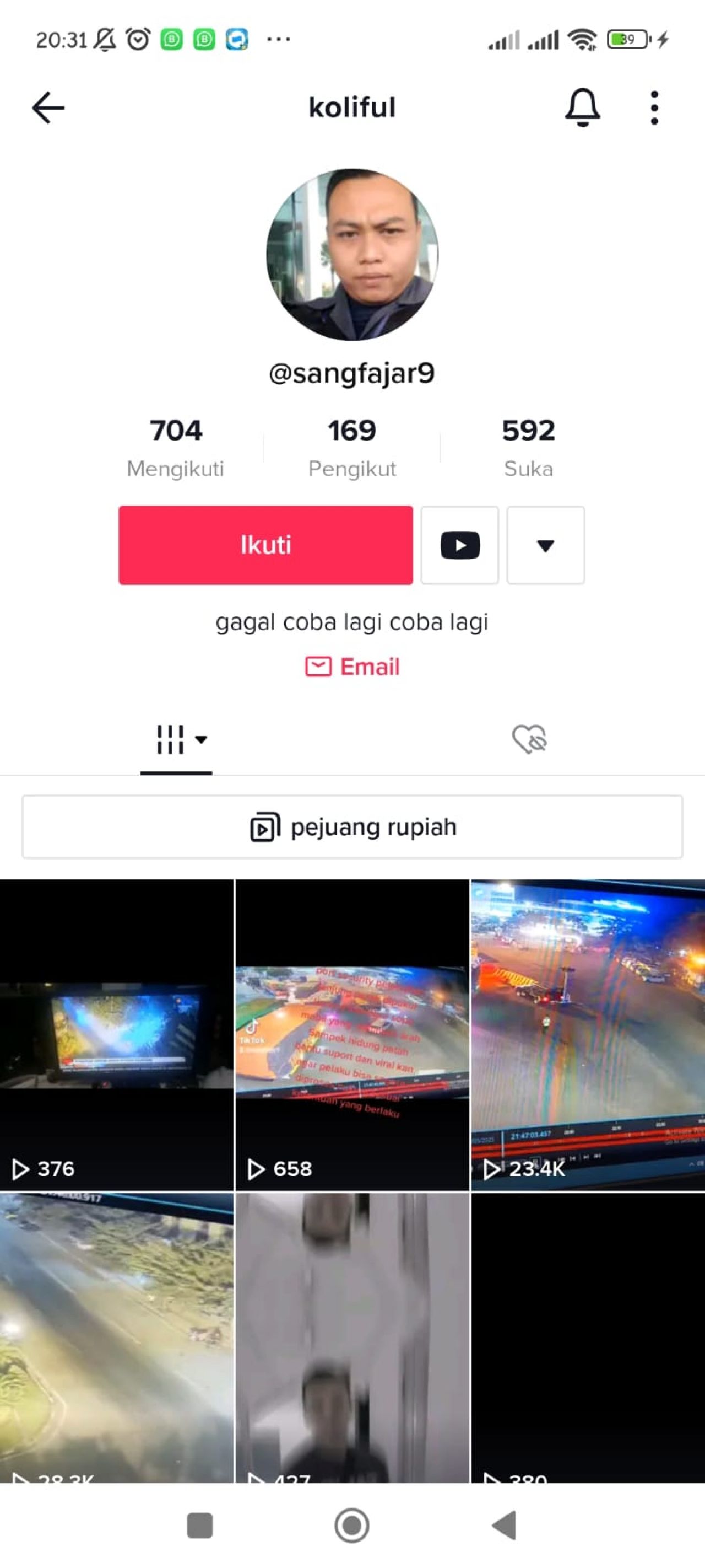 Akun TikTok @sangfajar9 