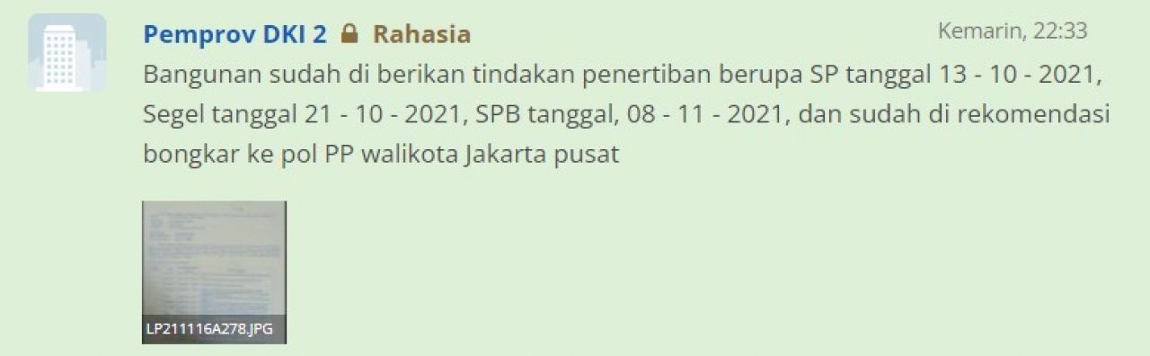 Tanggapan Pemerintah DKI Jakarta