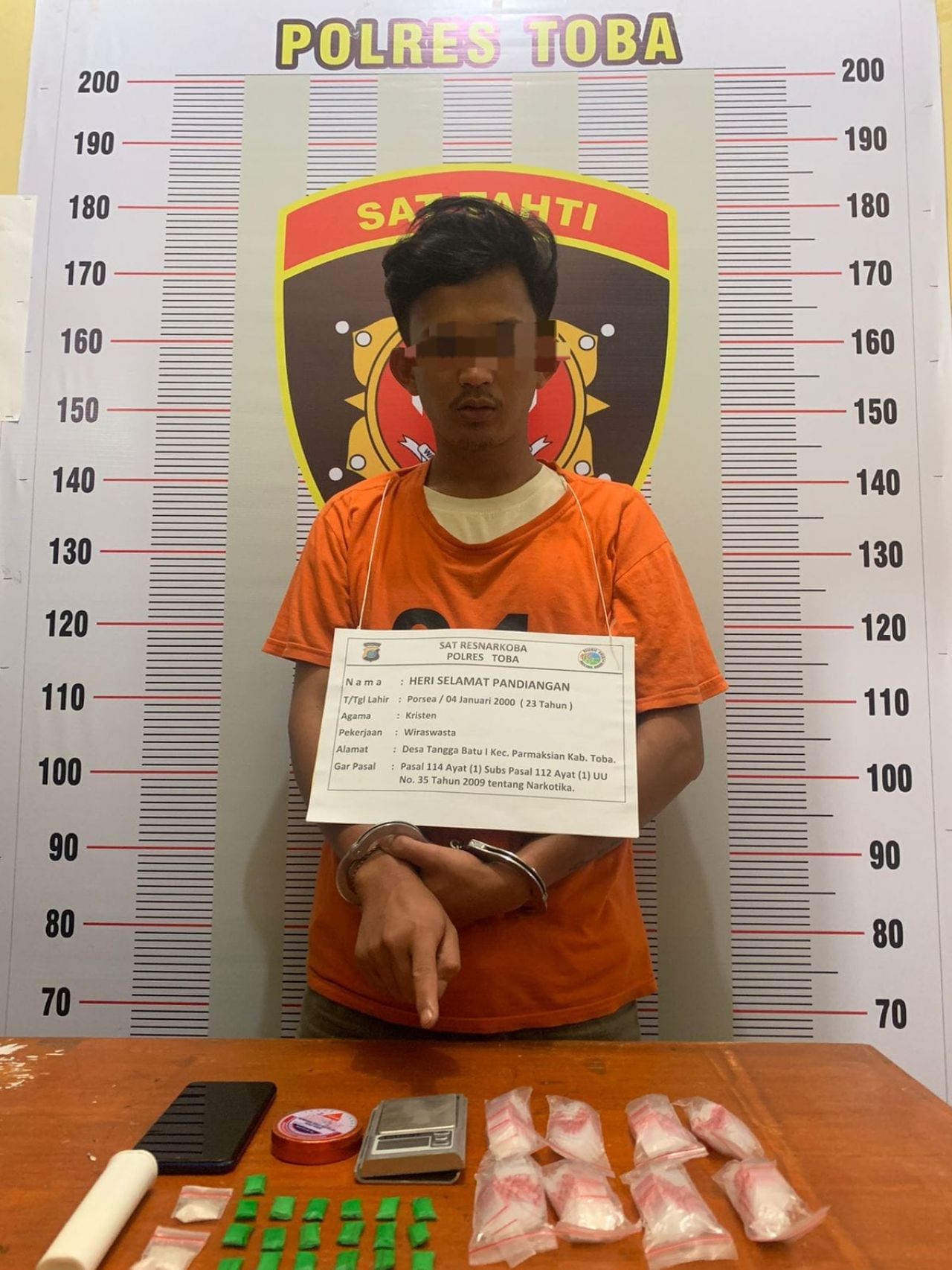 Polres Toba Berhasil Mengamankan Kurir Sabu Asal Desa Tangga Batu