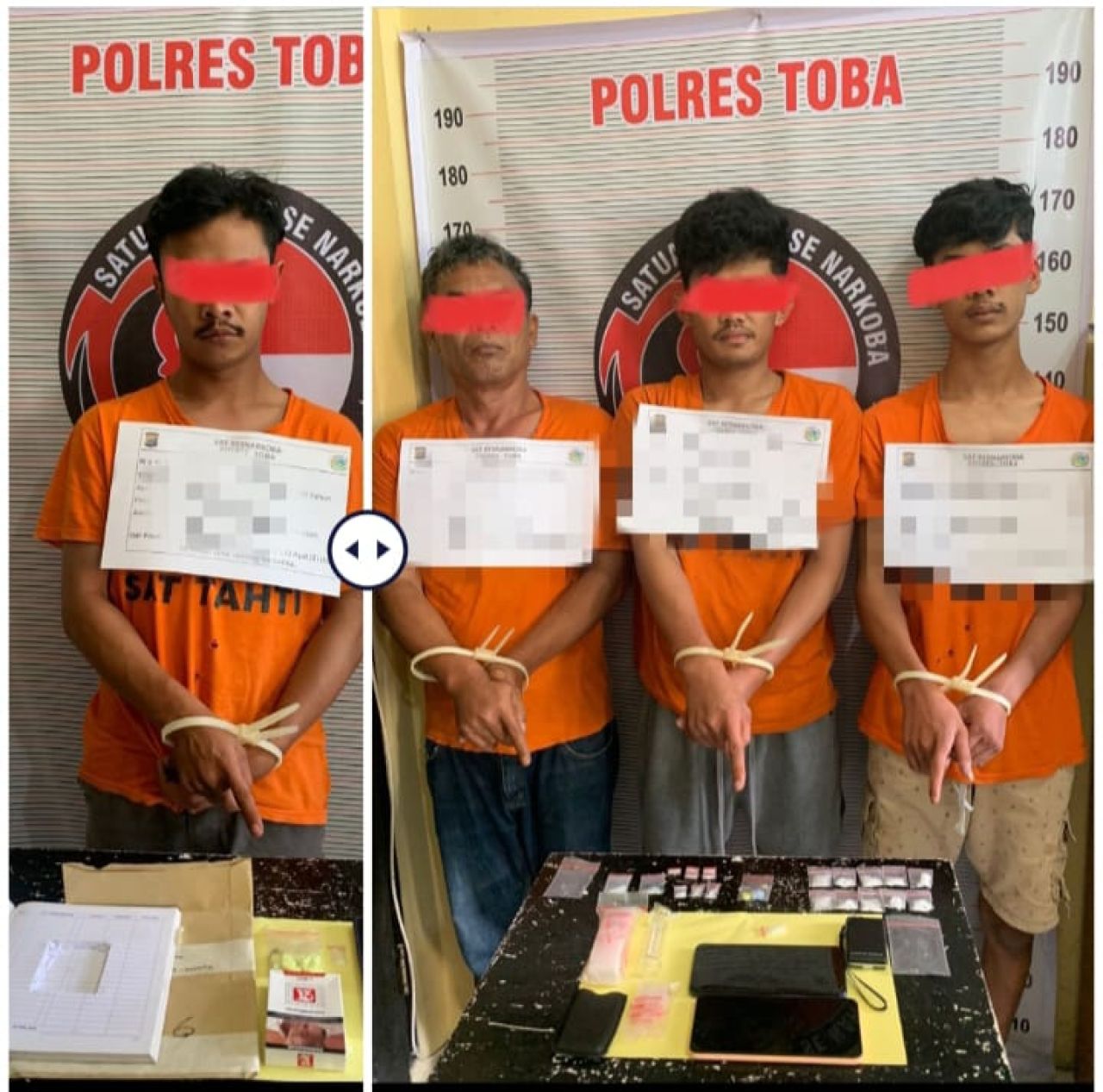 Polres Toba Berhasil Membekuk 4 Tersangka, Amankan 2 Poket Sabu Sabu & 16 Butir Inex Beserta Timbangan Elektric