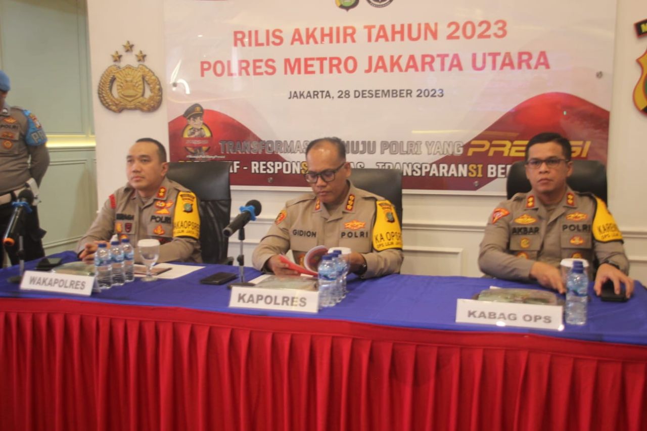 Polres Metro Jakarta Utara Menggelar Press Rilis Akhir Tahun 2023