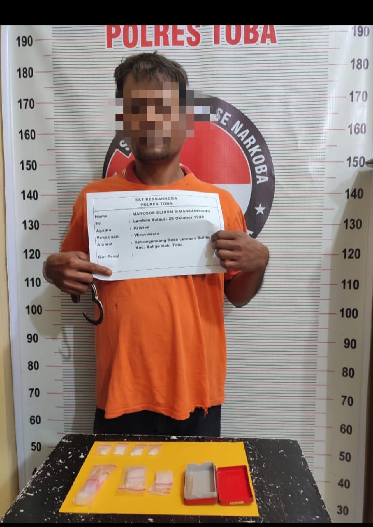 Satresnarkoba Polres Toba Berhasil Mengungkap Peredaran Narkoba Dan Mengamankan Satu Pria Warga Desa Lumban Bulbul