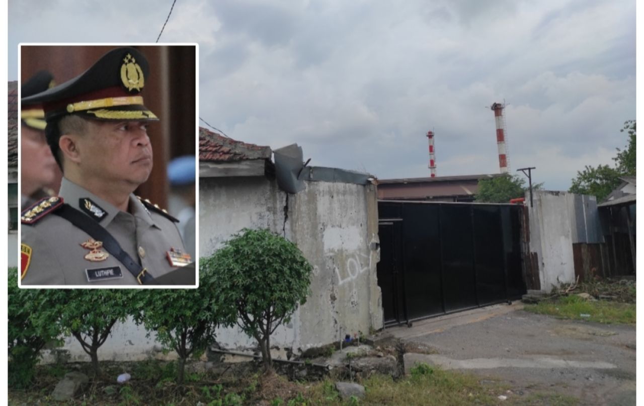 tampak depan Gudang BPE, (inset) Dirreskrimum Kombes Pol Luthfie Sulistiawan. 