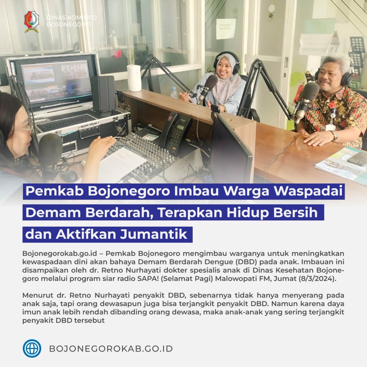 Pemkab Bojonegoro Imbau Warga Waspadai Demam Berdarah, Terapkan Hidup Bersih dan Aktifkan Jumantik