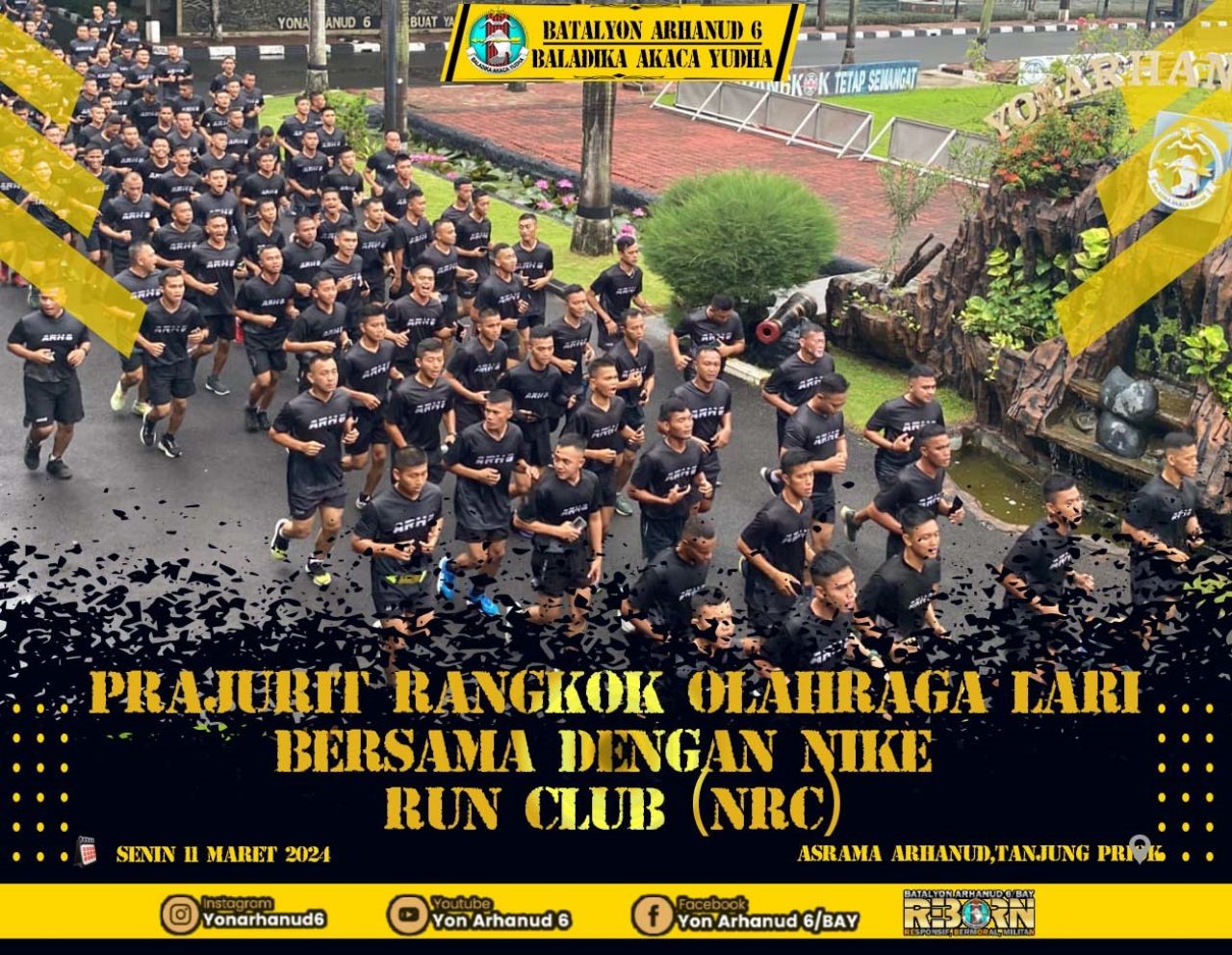 Prajurit Batalyon Arhanud 6/BAY Melaksanakan Kegiatan Lari Pagi Agar Mampu Meningkatkan Stamina