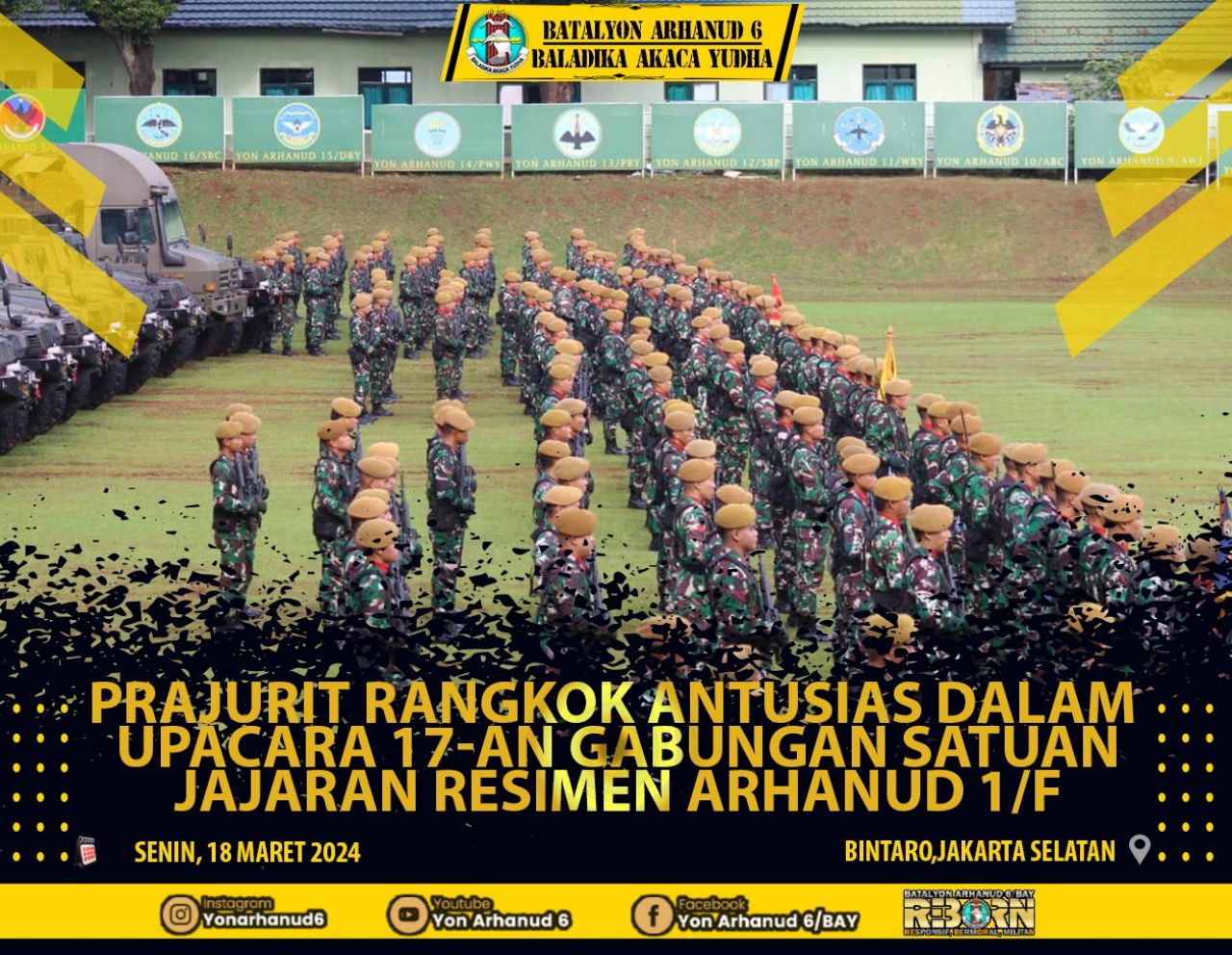 Batalyon Arhanud 6/BAY Laksanakan Upacara bendera 17-an
