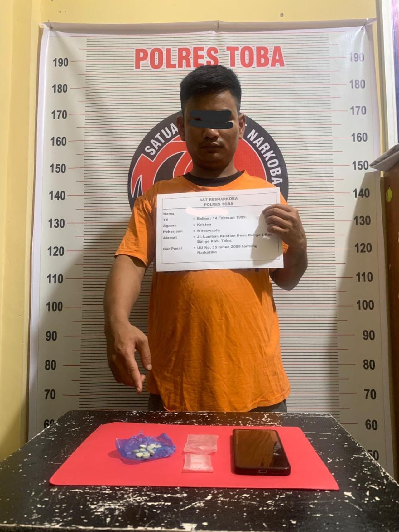 Amankan Ekstasi Berlogo Kuda Abu Abu, Polres Toba Amankan Tersangka Asal Desa Balige I di Depan Pajak Balerong