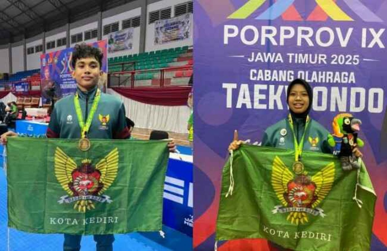 Dua Atlet Cabor Taekwondo Sembahkan Medali Emas Pertama Untuk Kota Kediri