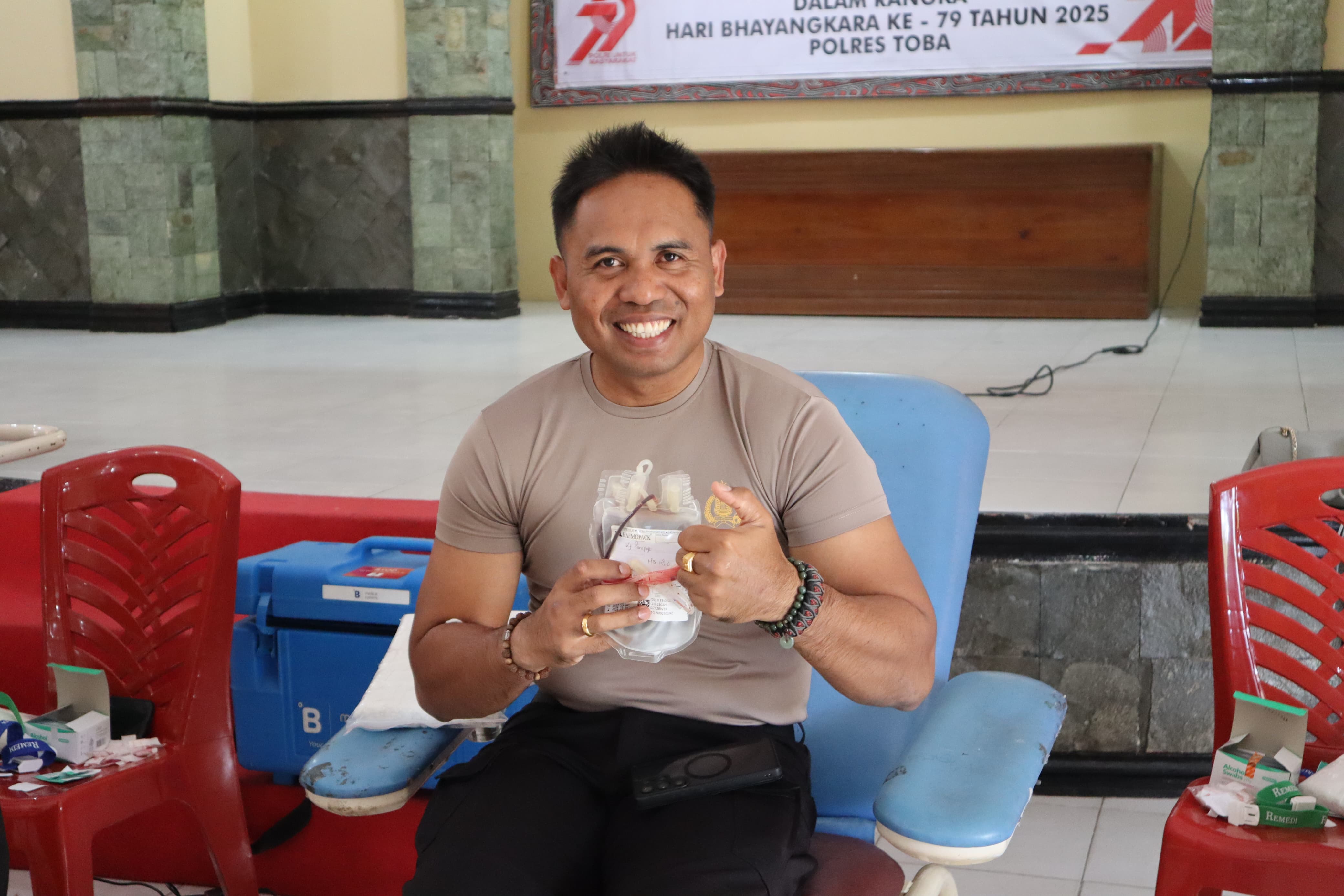 Sambut HUT Bhayangkara Ke-79, Polres Toba Gelar Bakti Kesehatan Donor Darah, Polri Untuk Masyarakat