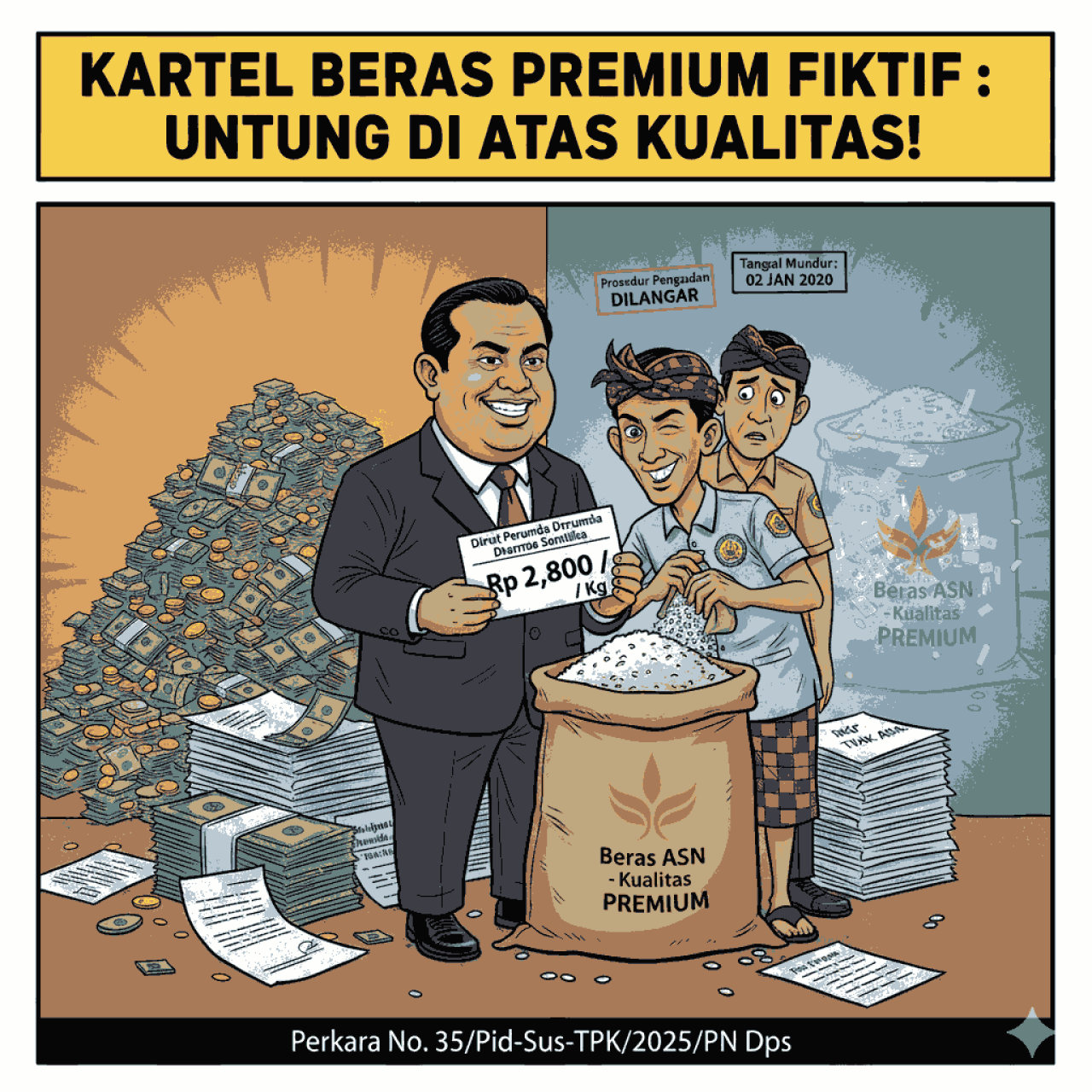 Korupsi Beras ASN Tabanan: Perjanjian Tanpa Kajian, Kualitas Fiktif, Harga Mark-up