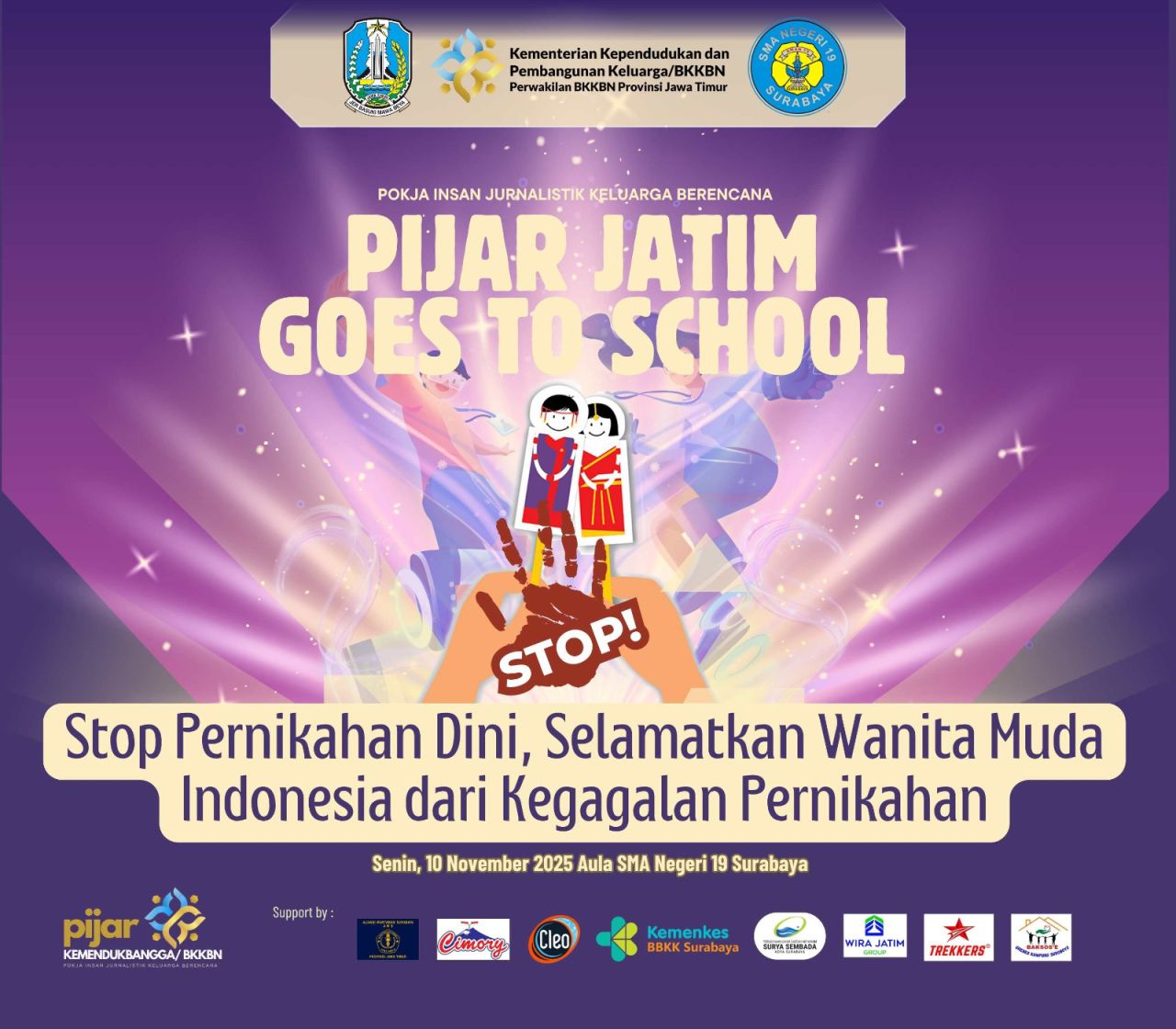 Gerakan Stop Pernikahan Dini di Surabaya, PIJAR dan BKKBN Jatim Edukasi Pelajar Cegah Janda Usia Sekolah