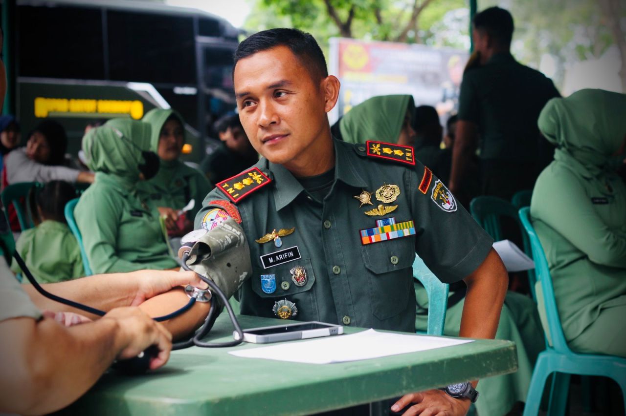 Dalam Rangka HUT ke-79 Arhanud TNI AD, Jajaran Resimen Arhanud 1/F Gelar Aksi Donor Darah