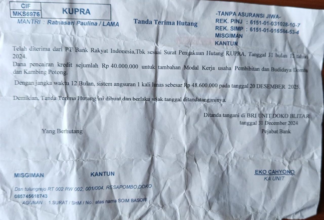 Dok Foto: Bukti Tanda Terima Hutang
