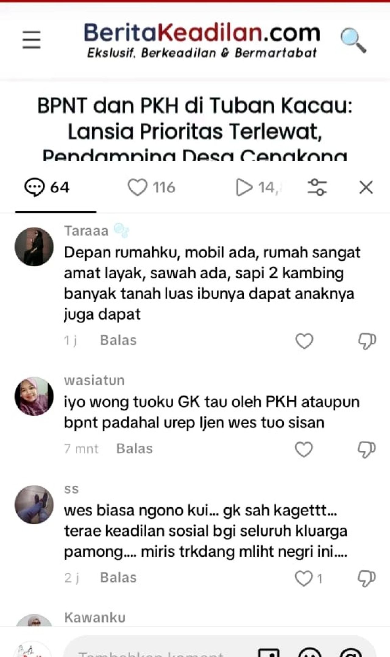 Viral TikTok: Bansos Tuban Diduga Salah Sasaran, Justru Mengalir ke Kolega Kades
