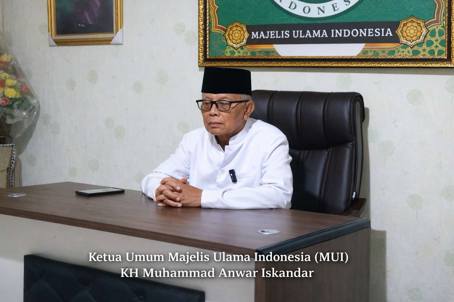 Foto: Ketua Umum MUI KH Muhammad Anwar Iskandar menyatakan dukungan Polri tetap di bawah Presiden di Kediri