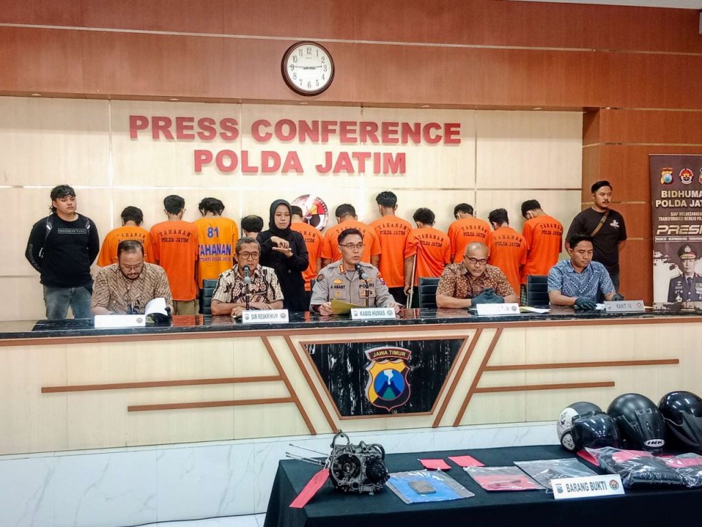 Polda Jatim Bongkar Sindikat Curanmor di Empat Kabupaten, 12 Tersangka Diciduk