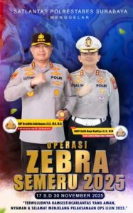 Operasi Zebra Semeru 2025 Dimulai: Satlantas Surabaya Fokus Tertib Lalu Lintas Jelang Akhir Tahun