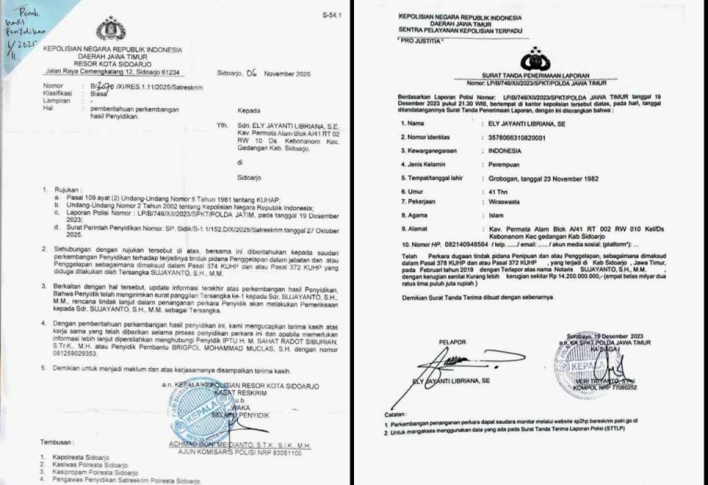 Oknum Notaris Sujayanto Tersangka Kasus Sertifikat Rp 3,7 Miliar di Sidoarjo