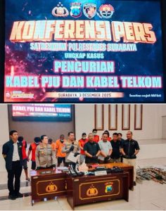 Polrestabes Surabaya Ringkus Tiga Pencuri Kabel Telkom di Pacar Kembang