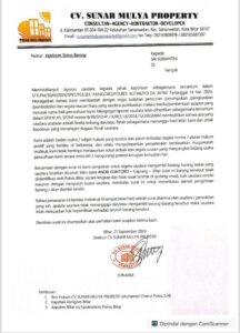 Direktur CV Sunar Mulya Property Mengedepankan Musyawarah dan Minta Sri Suriantini Ambil Barangnya Batas Tempo 14 Hari
