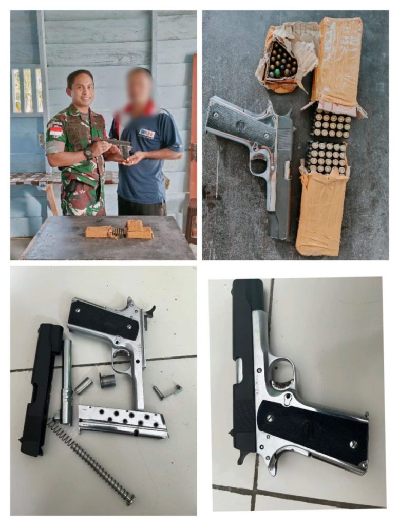 Dansatgas Yonarhanud 3/YBY Terima Penyerahan Senpi Standar Jenis Armcor Dari Warga