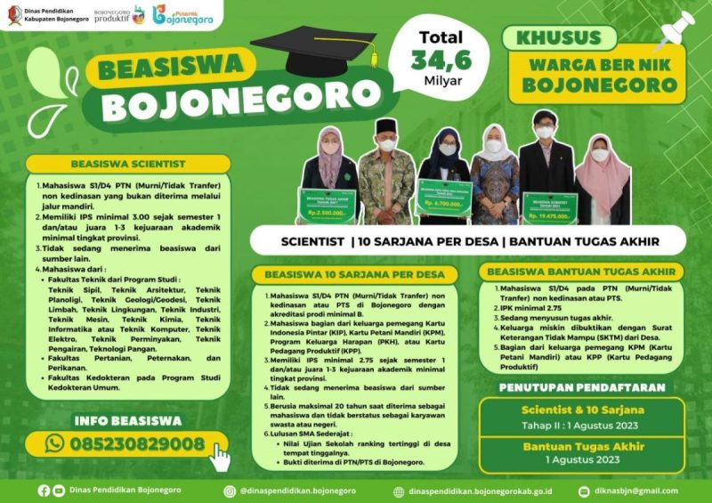 Pemkab Bojonegoro Tetapkan 739 Mahasiswa Lolos Seleksi Beasiswa Prestasi