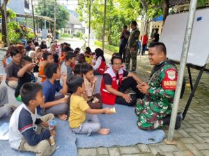 Gandeng Mahasiswa Binus, Non Fisik TMMD 116 Kodim Bekasi Berikan Bimbel Kepada Anak Anak