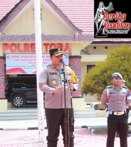 Kapolres Toba Melepas 259 Personil Dalam Pengamanan Pemilihan Kepala Desa di 87 Desa Yang Berada di Kab.Toba