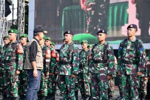 Komandan Beserta Prajurit Lanal Bandung Ikuti Apel Kesiapsiagaan Penanggulangan Bencana Alam TA. 2023