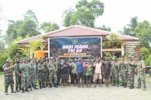 Kodim 1710/Mimika Bersama Masyarakat Kampung Mandiri Jaya Lakukan Penanaman Pohon Dalam Menyambut Hari Juang TNI AD
