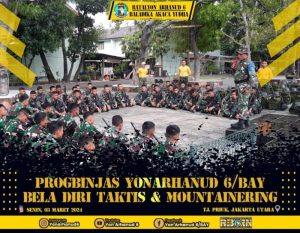 Prajurit Batalyon Arhanud 6/BAY Melaksanakan Program Progbinjas Beladiri Taktis dan Mountainering