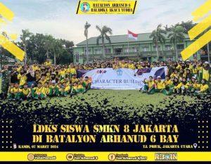 Batalyon Arhanud 6/BAY Memberikan Pelatihan Dasar Kepemimpinan Kepada Siswa-siswi SMK N 8 Jakarta
