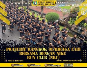 Prajurit Batalyon Arhanud 6/BAY Melaksanakan Kegiatan Lari Pagi Agar Mampu Meningkatkan Stamina