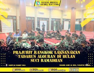 Batalyon Arhanud 6/BAY Melaksanakan Shalat Tarawih dan Dilanjutkan Tadarus Alquran di Masjid Jami Al Izzah