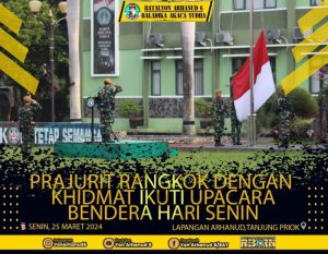 Wakil Komandan Batalyon Arhanud 6/BAY Selaku Inspektur Upacara (Irup) Memimpin Pelaksanaan Upacara Bendera