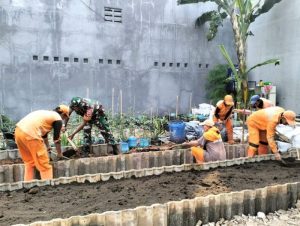 Manfaatkan Lahan Kosong, Babinsa Koramil Kramatjati Tanam Sayuran
