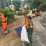 Bersinergi Bersama Tiga Pilar Babinsa Bersihkan Taman HKSN