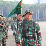 Prajurit Batalyon Arhanud 6/BAY Mengikuti Gladi Upacara Parade dan Defile Di Monas