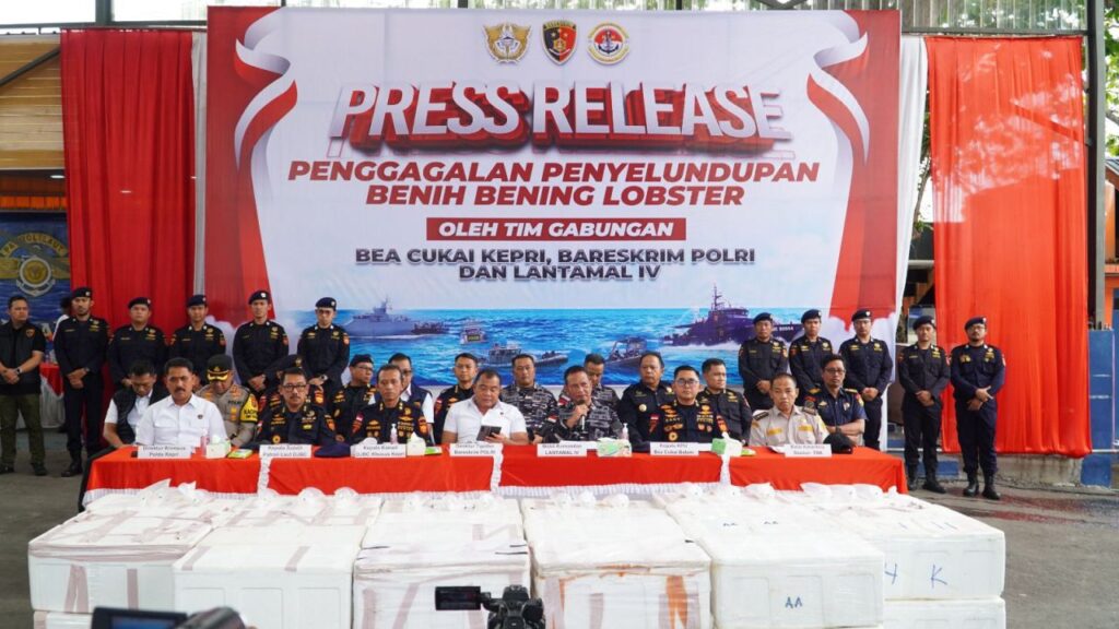 Dirkrimsus Polda Kepri Hadiri Konferensi Pers Penyelundupan Benih Bening Lobster Sebanyak 237.305 Benih
