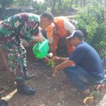 Babinsa Koramil 06/CP Laksanakan Pembersihan Lingkungan dan Perawatan Tanaman di Trotoar Jalan
