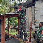Wujudkan Lingkungan Yang Sehat, Babinsa Koramil Agimuga Bantu Warga Bangun MCK