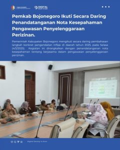 Pemkab Bojonegoro Ikuti Secara Daring Penandatanganan Nota Kesepahaman Pengawasan Penyelenggaraan Perizinan