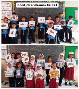 Murid SDN Ngronggo 3 Kota Kediri Buat Kolase dari Daun Kering