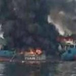 Kapal Meledak dan Terbakar di Perairan Laut Paciran Lamongan