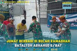 Jum’at Berbagi: Prajurit Batalyon Arhanud 6/BAY Bagikan Nasi Kotak untuk Berbuka Puasa di Tanjung Priok