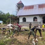 Dedikasi Satgas Yonif 501 Kostrad Gotong Royong Bangun Gereja di Kampung Sorry