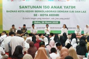 Kolaborasi Pemkot, BAZNAS, OJK, dan Lembaga Amil Zakat, Mbak Vinanda dan Gus Qowim Santuni 180 Anak Yatim