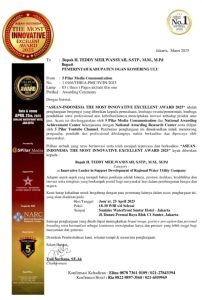 Asean-Indonesia The Most Innovative Excellent Award 2025 Di Raih Bupati OKU Dan PDAM Tirta Raja